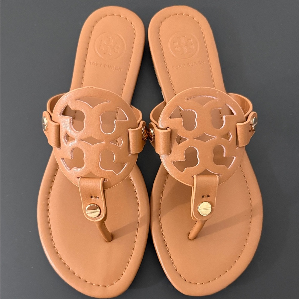Tory Burch Brown Leather Thong Sandals